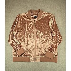 New Look Jacket Womens Size 2X Pink Plush Satiny Velvet Full Zip Jacket NWT‎